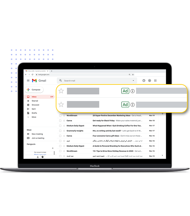 تبلیغ در جیمیل / تبلیغات در جیمیل / تبلیغات جیمیلی / gmail ads
