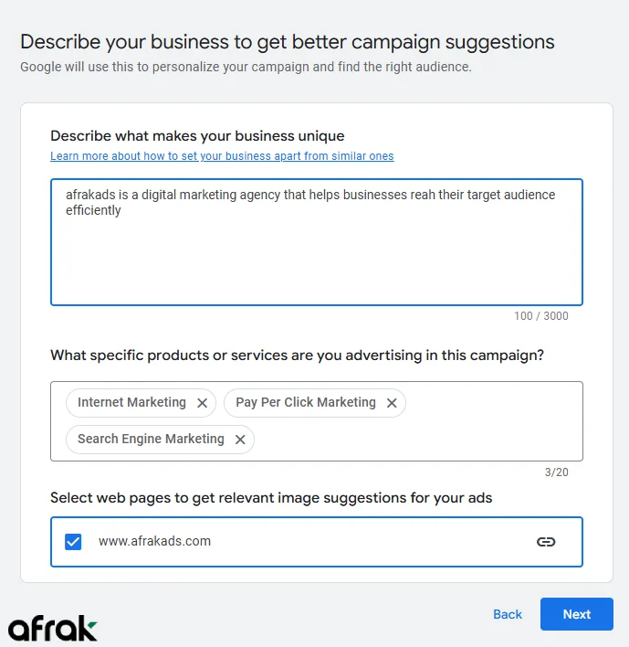 توصیف کسب و کار در ساخت اکانت