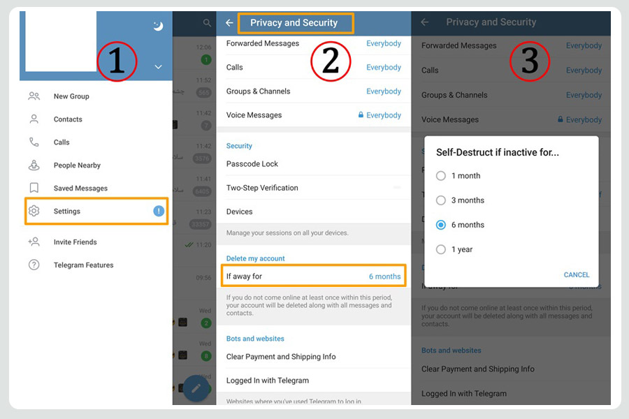 حذف اکانت تلگرام 