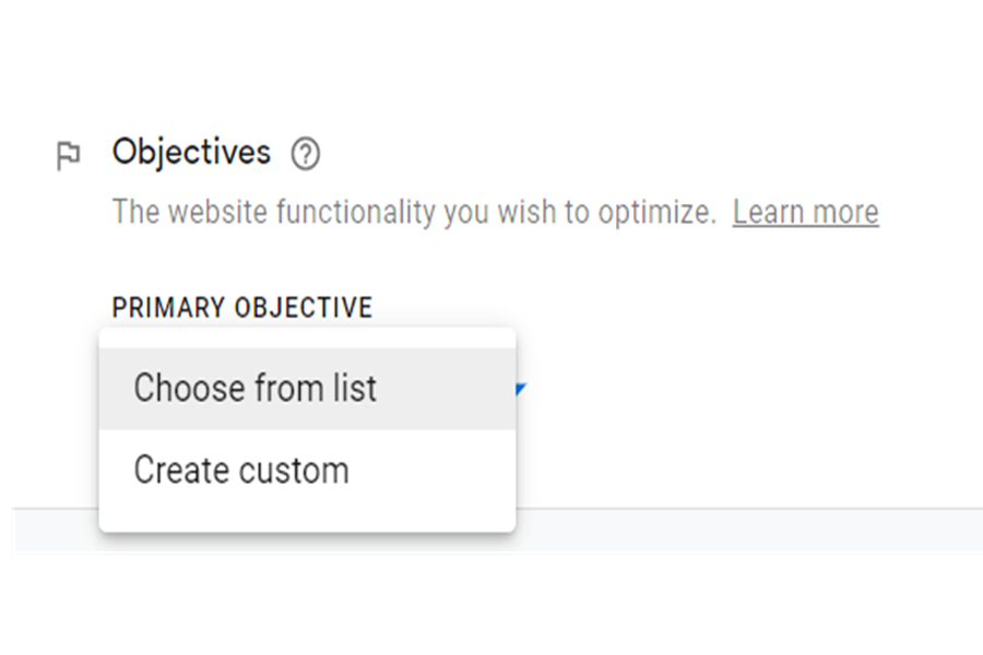 انتخاب هدف آزمایش Google Optimize چیست