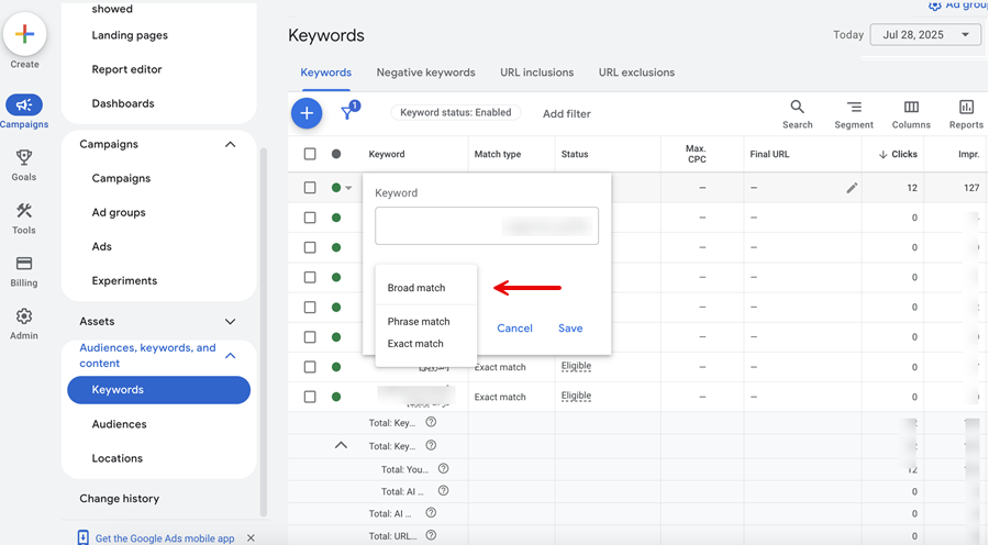 تنظیمات Keyword Match Types؛ بهبود نرخ تبدیل گوگل ادز