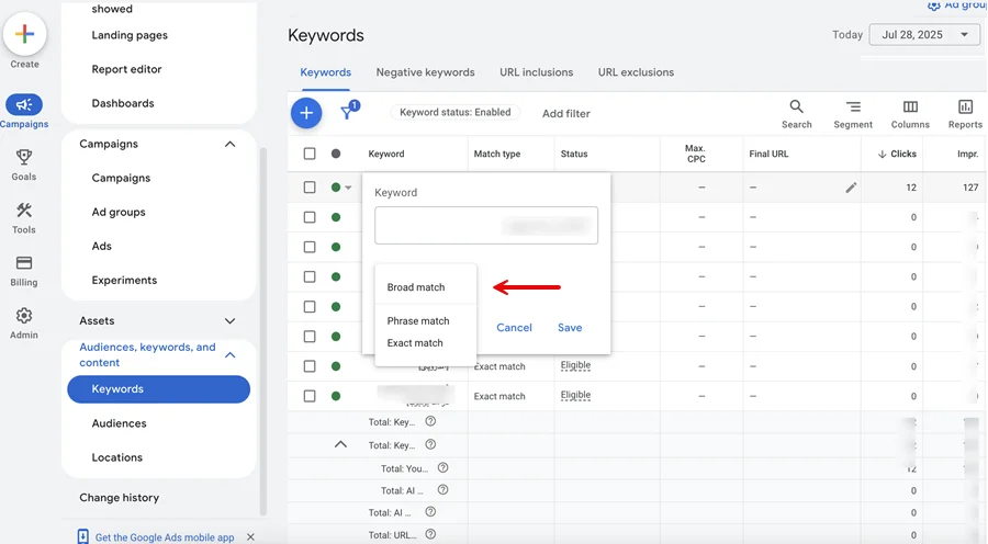 تنظیمات Keyword Match Types؛ بهبود نرخ تبدیل گوگل ادز