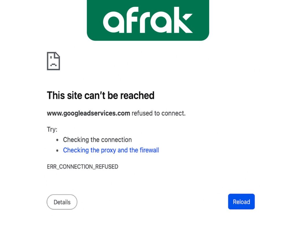 نامه افراک به مراجع مختلف برای رفع محدودیت دامنه Google Ads