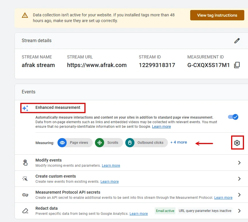فعال یا غیرفعال کردن ایونت های مهم در Enhanced Measurement