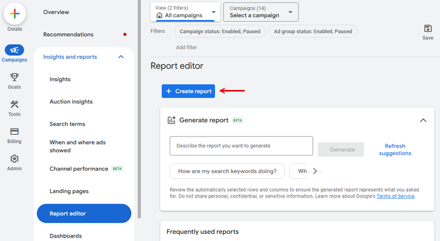 ایجاد گزارش ریپورت ادیتور